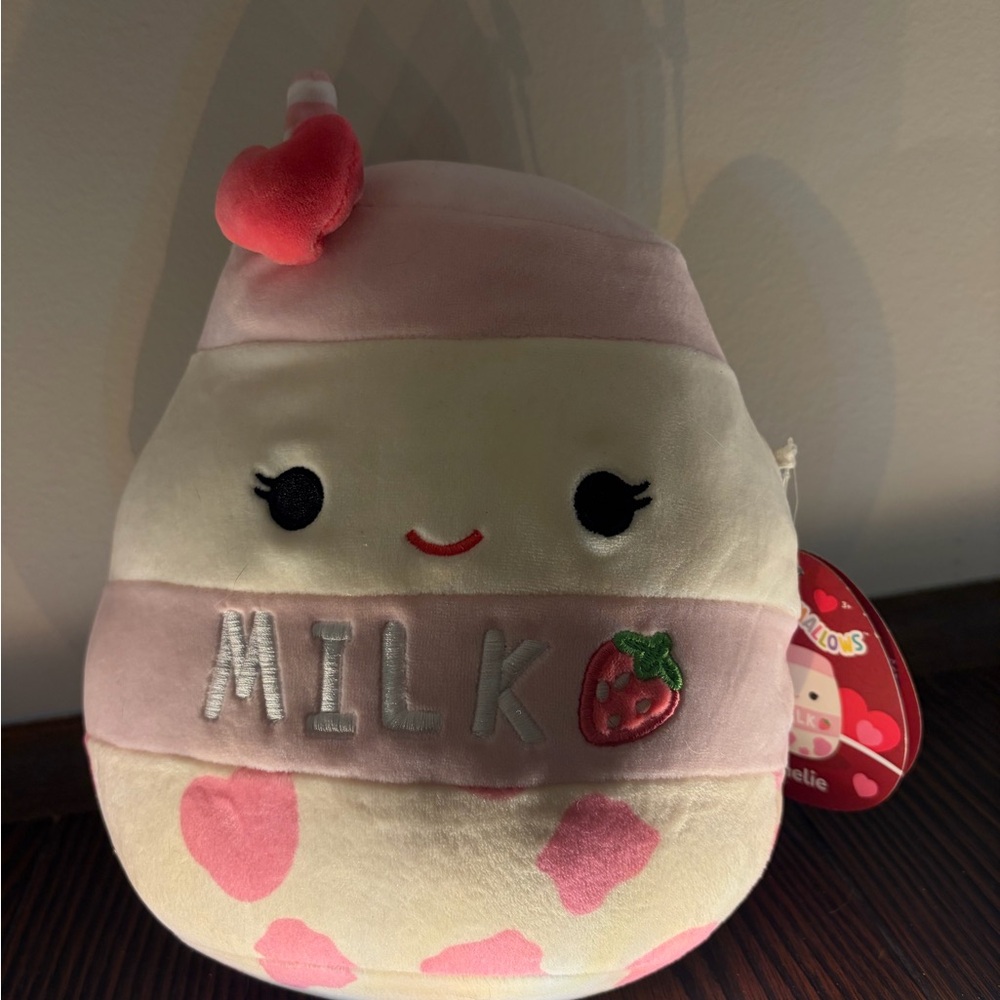 Cute Strawberry  Milk Carton Plush with Pink Hearts-Amelie